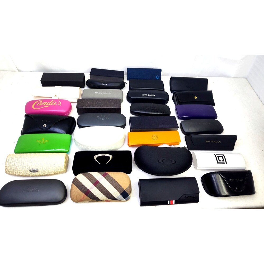 Lot of 30 Designer Eyeglasses Cases Carrera, Oakley, Burberry, Coach, Helium,